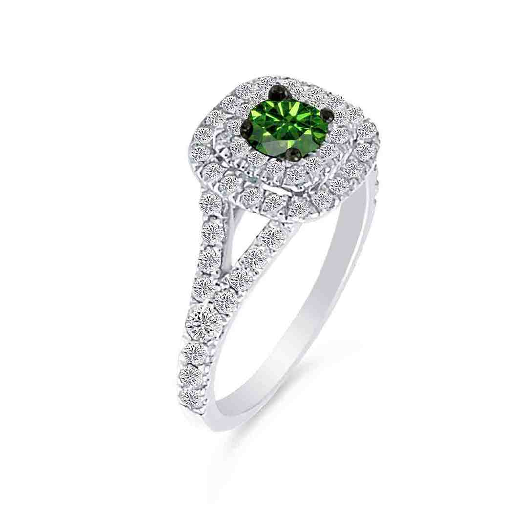Green Diamond Halo Engagement Ring  LR11461A
